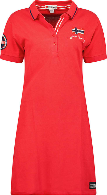 Czerwona sukienka Geographical Norway z krótkim rękawem mini w stylu casual