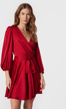 Czerwona sukienka Imperial z długim rękawem kopertowa