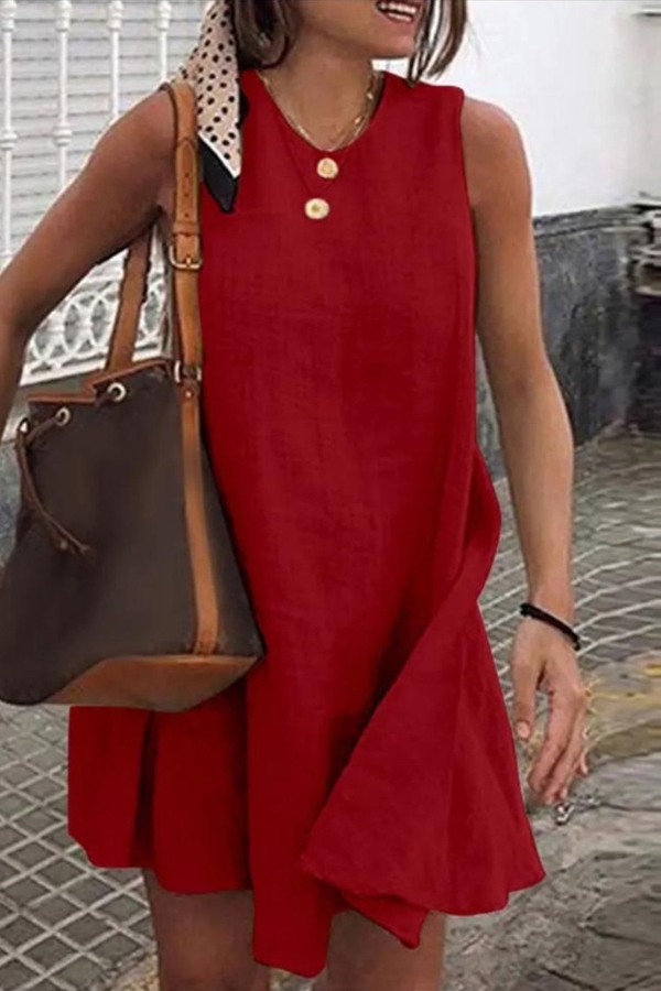 Czerwona sukienka IVET z dekoltem w kształcie litery v w stylu casual
