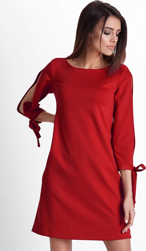 Czerwona sukienka Ivon z tkaniny