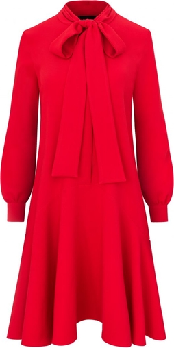Czerwona sukienka Leimann z długim rękawem