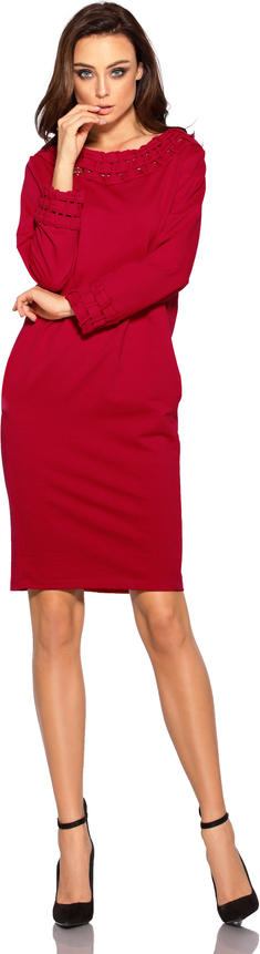 Czerwona sukienka Lemoniade z długim rękawem z okrągłym dekoltem