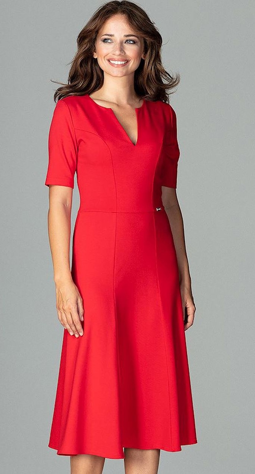Czerwona sukienka LENITIF z krótkim rękawem