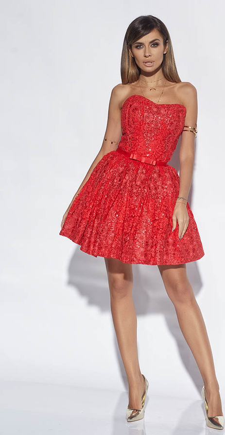 Czerwona sukienka Lou Women`s Fashion gorsetowa