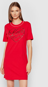 Czerwona sukienka Love Moschino z okrągłym dekoltem z krótkim rękawem mini