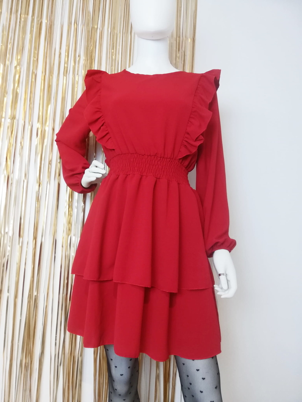 Czerwona sukienka Luashop.pl mini z długim rękawem