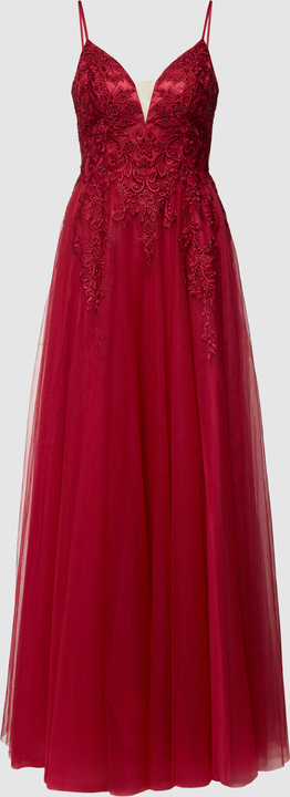 Czerwona sukienka Luxuar Fashion maxi z dekoltem w kształcie litery v