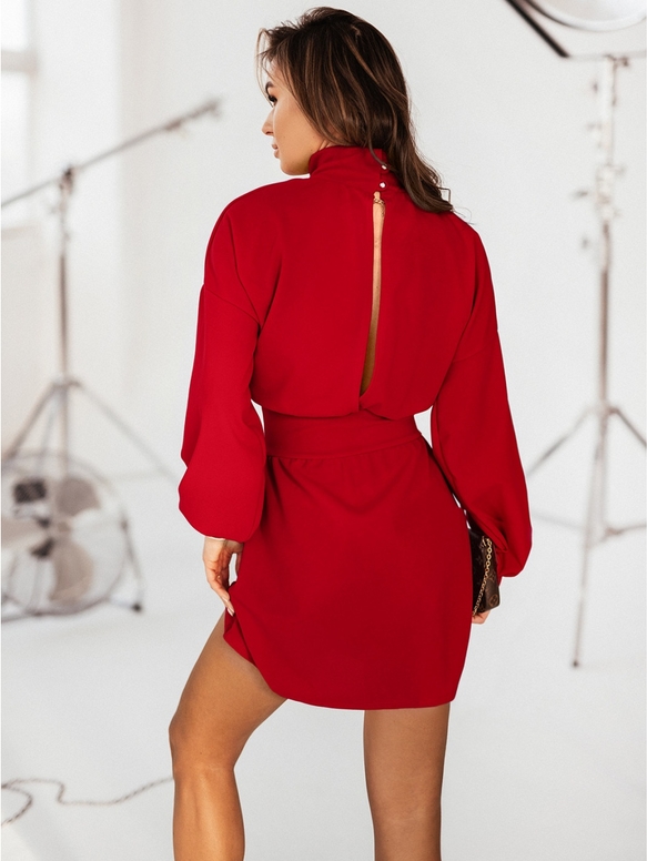 Czerwona sukienka Magmac z długim rękawem mini w stylu casual