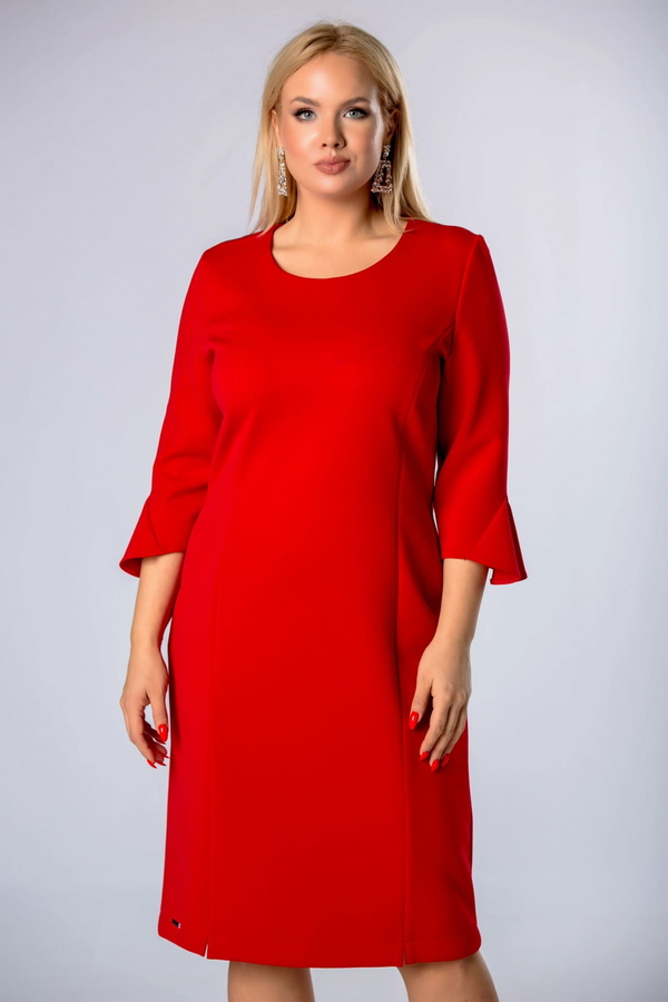 Czerwona sukienka Manumo z długim rękawem