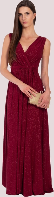 Czerwona sukienka Maravilla Boutique z tkaniny z dekoltem w kształcie litery v