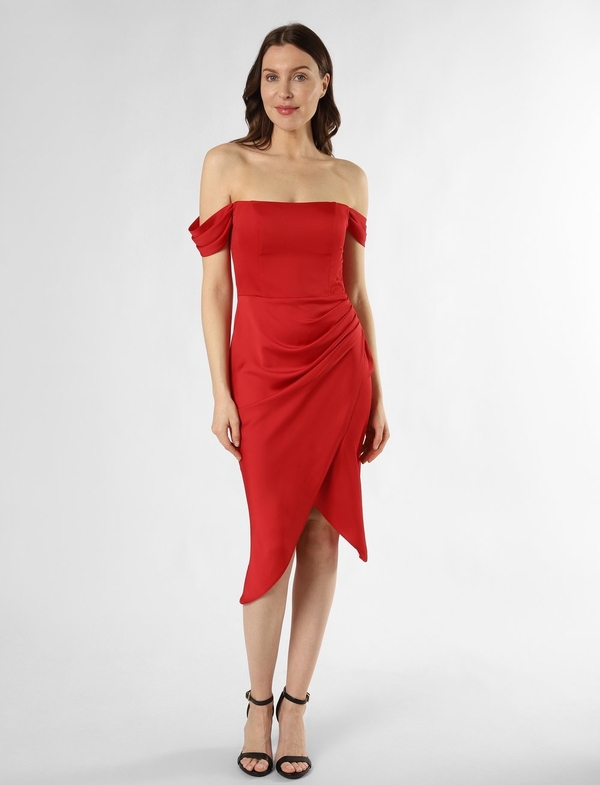 Czerwona sukienka Marie Lund z krótkim rękawem midi