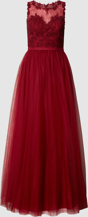 Czerwona sukienka Mascara maxi rozkloszowana