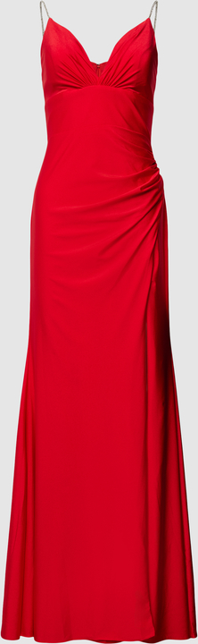 Czerwona sukienka Mascara maxi z dekoltem w kształcie litery v