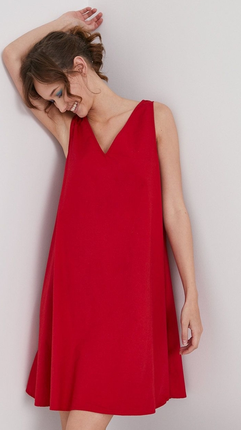 Czerwona sukienka Medicine bez rękawów w stylu casual z tkaniny