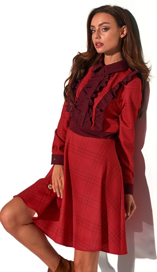 Czerwona sukienka N/A mini z żabotem