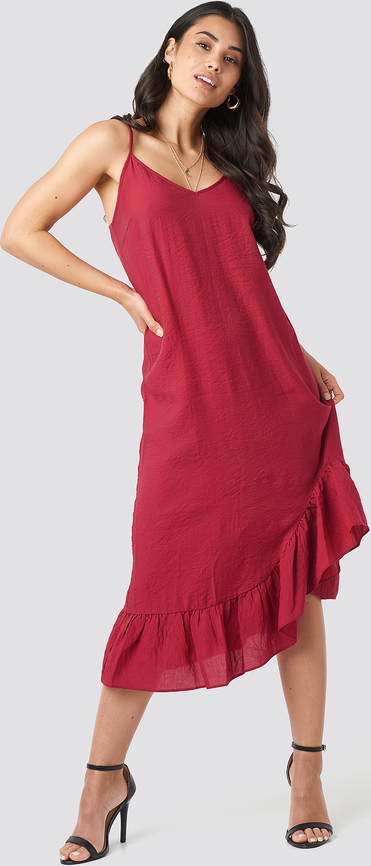 Czerwona sukienka NA-KD asymetryczna midi