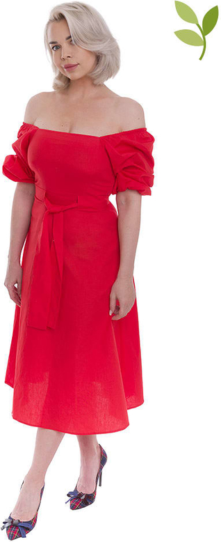 Czerwona sukienka NA-KD hiszpanka z bawełny