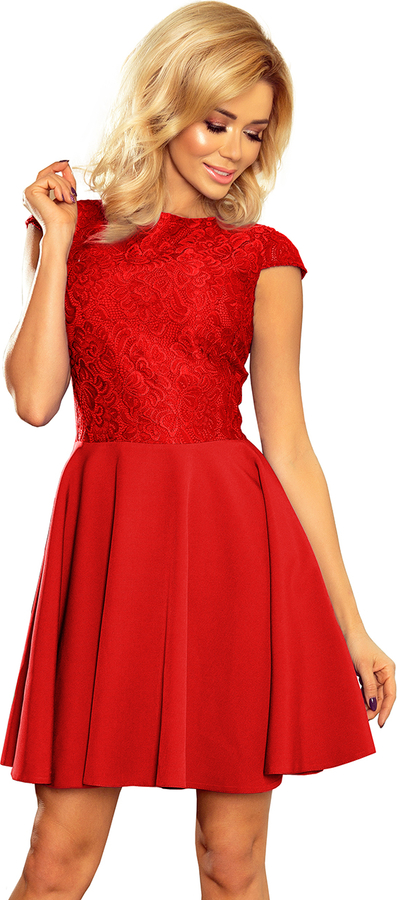Czerwona sukienka NUMOCO z okrągłym dekoltem