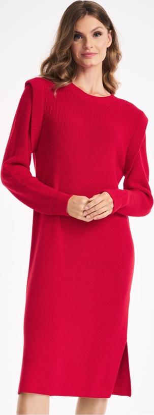 Czerwona sukienka Ochnik w stylu casual prosta z bawełny