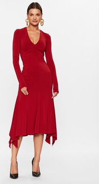 Czerwona sukienka Patrizia Pepe z dekoltem w kształcie litery v midi
