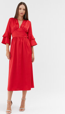 Czerwona sukienka PLEASE z długim rękawem