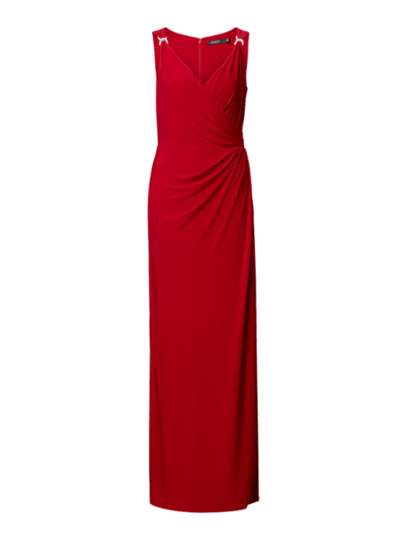 Czerwona sukienka Ralph Lauren maxi z dekoltem w kształcie litery v