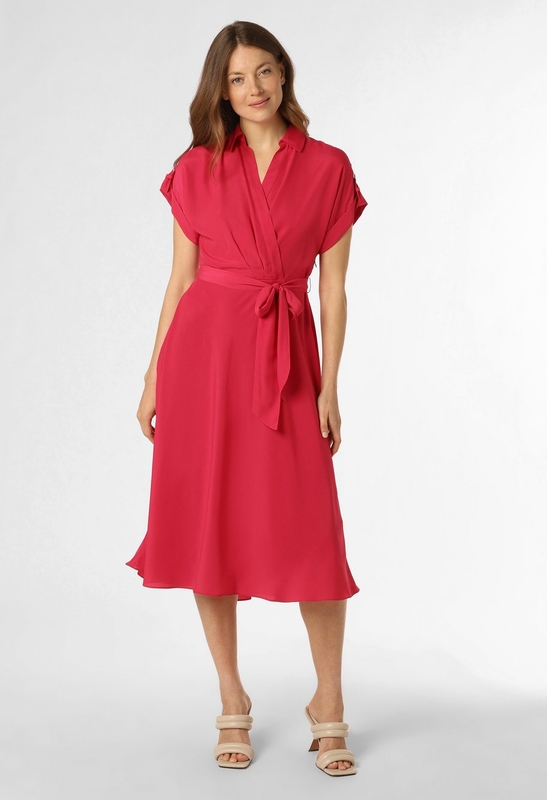 Czerwona sukienka Ralph Lauren midi kopertowa z dekoltem w kształcie litery v