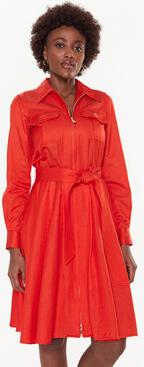 Czerwona sukienka Ralph Lauren z kołnierzykiem midi w stylu casual