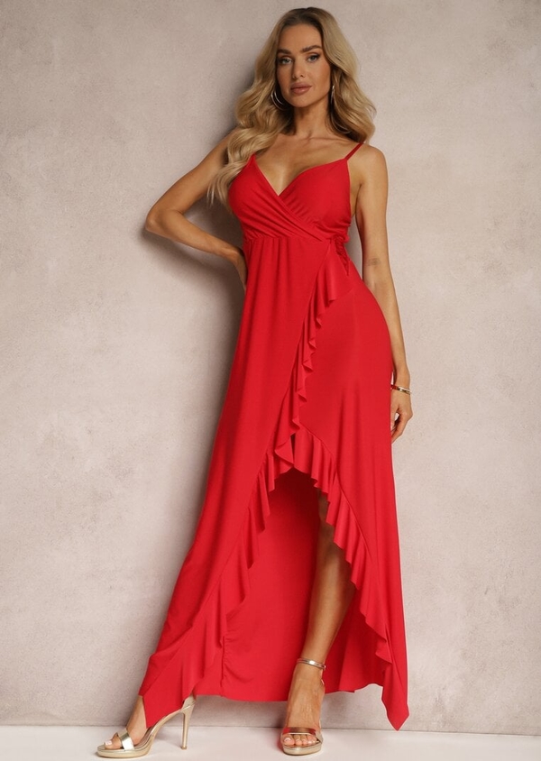 Czerwona sukienka Renee maxi w stylu casual na ramiączkach