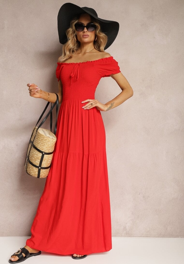 Czerwona sukienka Renee z krótkim rękawem hiszpanka