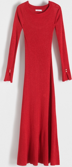 Czerwona sukienka Reserved w stylu casual z długim rękawem