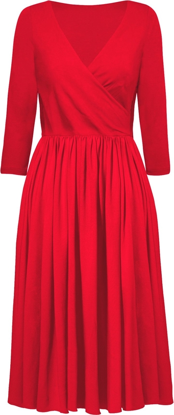 Czerwona sukienka RISK made in warsaw w stylu casual z długim rękawem maxi