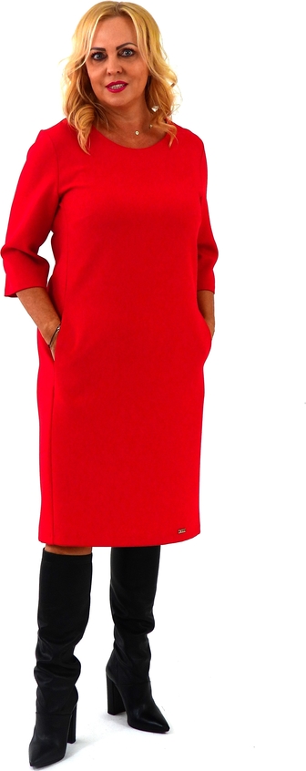 Czerwona sukienka Roxana - sukienki z długim rękawem