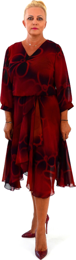Czerwona sukienka Roxana - sukienki z długim rękawem