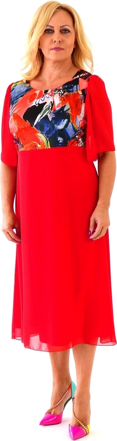 Czerwona sukienka Roxana - sukienki z szyfonu
