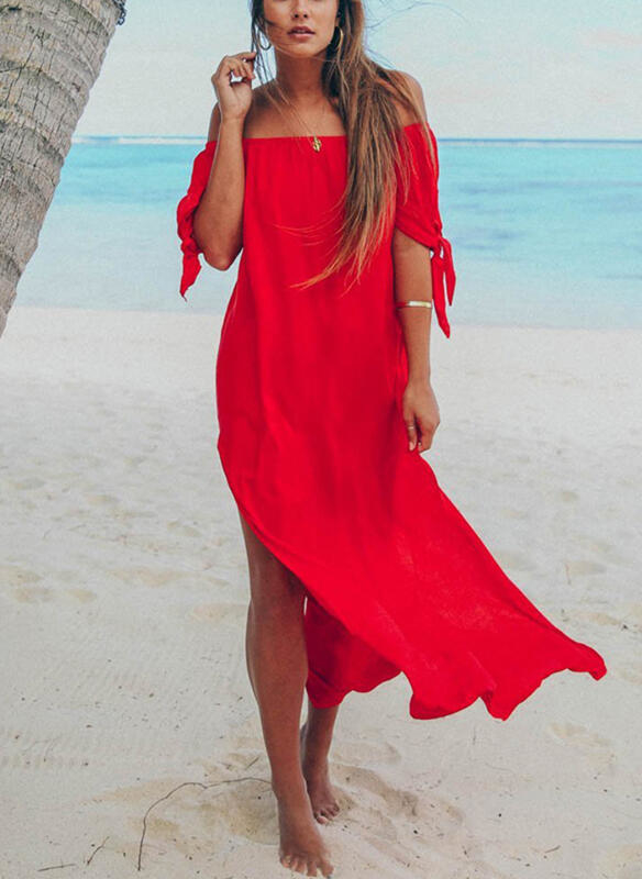 Czerwona sukienka Sandbella maxi