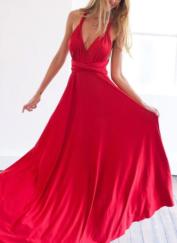 Czerwona sukienka Sandbella z dekoltem w kształcie litery v na ramiączkach