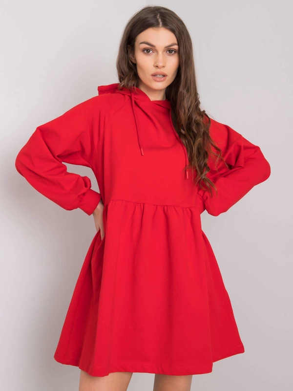 Czerwona sukienka Sheandher.pl mini trapezowa z bawełny