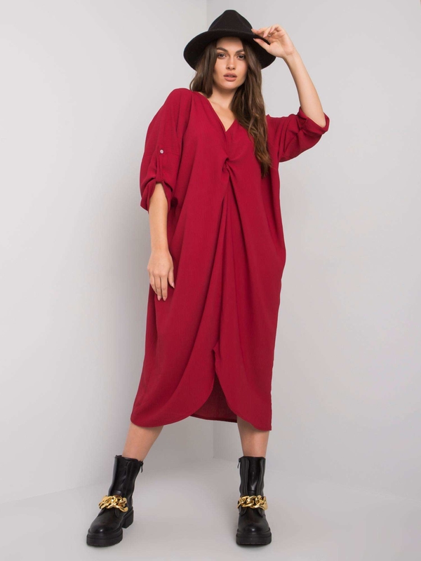 Czerwona sukienka Sheandher.pl oversize w stylu casual
