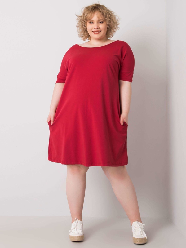 Czerwona sukienka Sheandher.pl z bawełny z długim rękawem