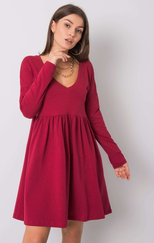Czerwona sukienka Sheandher.pl z dekoltem w kształcie litery v mini w stylu casual