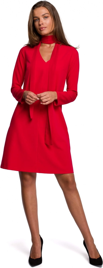 Czerwona sukienka Style z długim rękawem