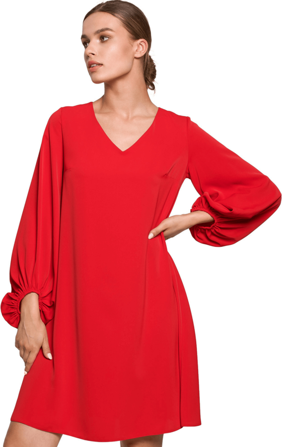 Czerwona sukienka Stylove oversize z długim rękawem z tkaniny