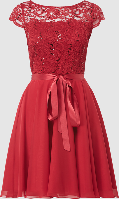 Czerwona sukienka Swing w stylu glamour mini z szyfonu