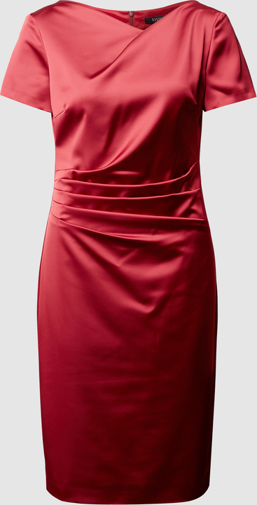 Czerwona sukienka Swing z krótkim rękawem midi