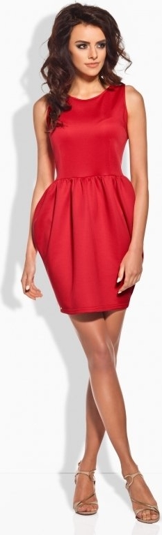 Czerwona sukienka TAGLESS bombka mini z okrągłym dekoltem