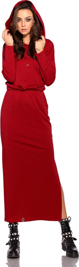 Czerwona sukienka TAGLESS w stylu casual z dresówki