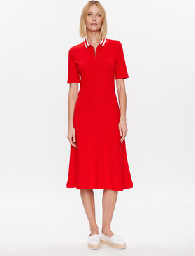 Czerwona sukienka Tommy Hilfiger z okrągłym dekoltem