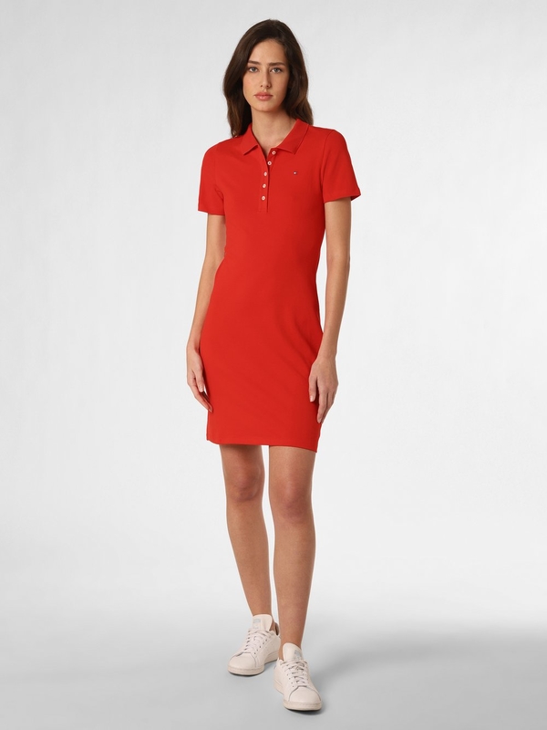 Czerwona sukienka Tommy Hilfiger z tkaniny