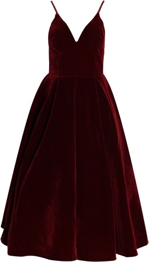 Czerwona sukienka Turino Pl z dekoltem w kształcie litery v midi
